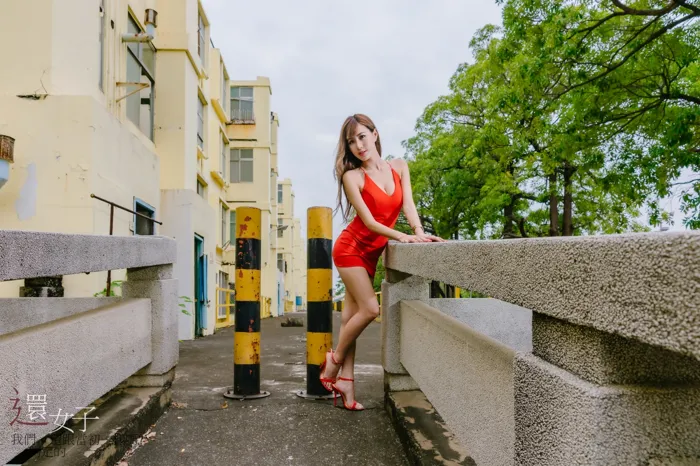 [Mzsock] NO.047 Abby red dress short skirt high heels beautiful legs outdoor shot street photography#[106P]-37